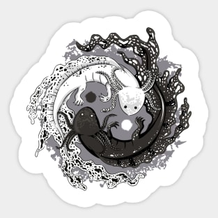 yin yang creature  axolotl Japanese symbol healing Sticker